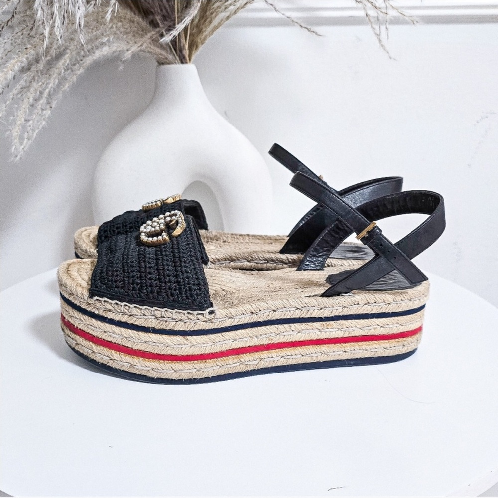 Gucci GG crochet espadrille platform sandals - Picture 8 of 11